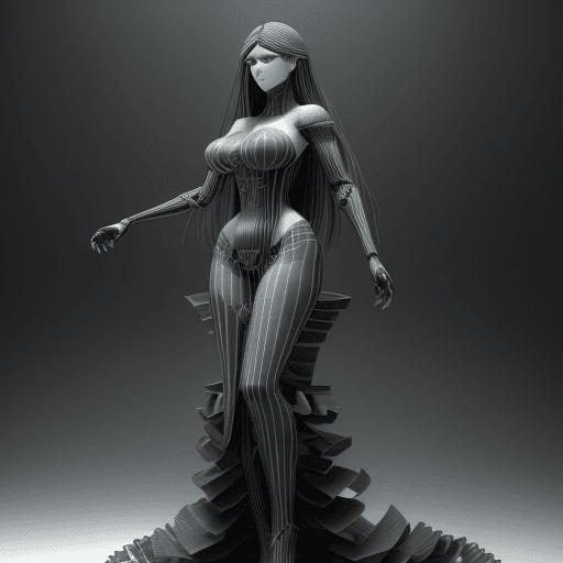 AI generated: beautiful girl Luis Royo Provincial Pinstripes, a gorgeous detailed 3d woman, full body view, ,made ...