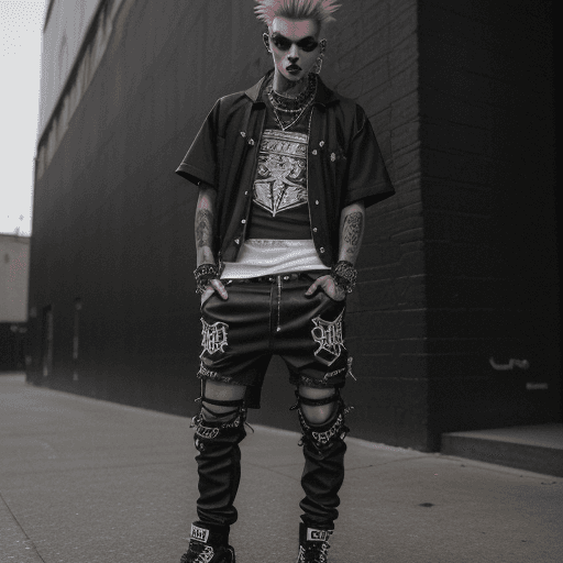 AI generated: high-resolution photograph of a male model wearing full (Saint-Fresh) clothing brand outfit, fashion...