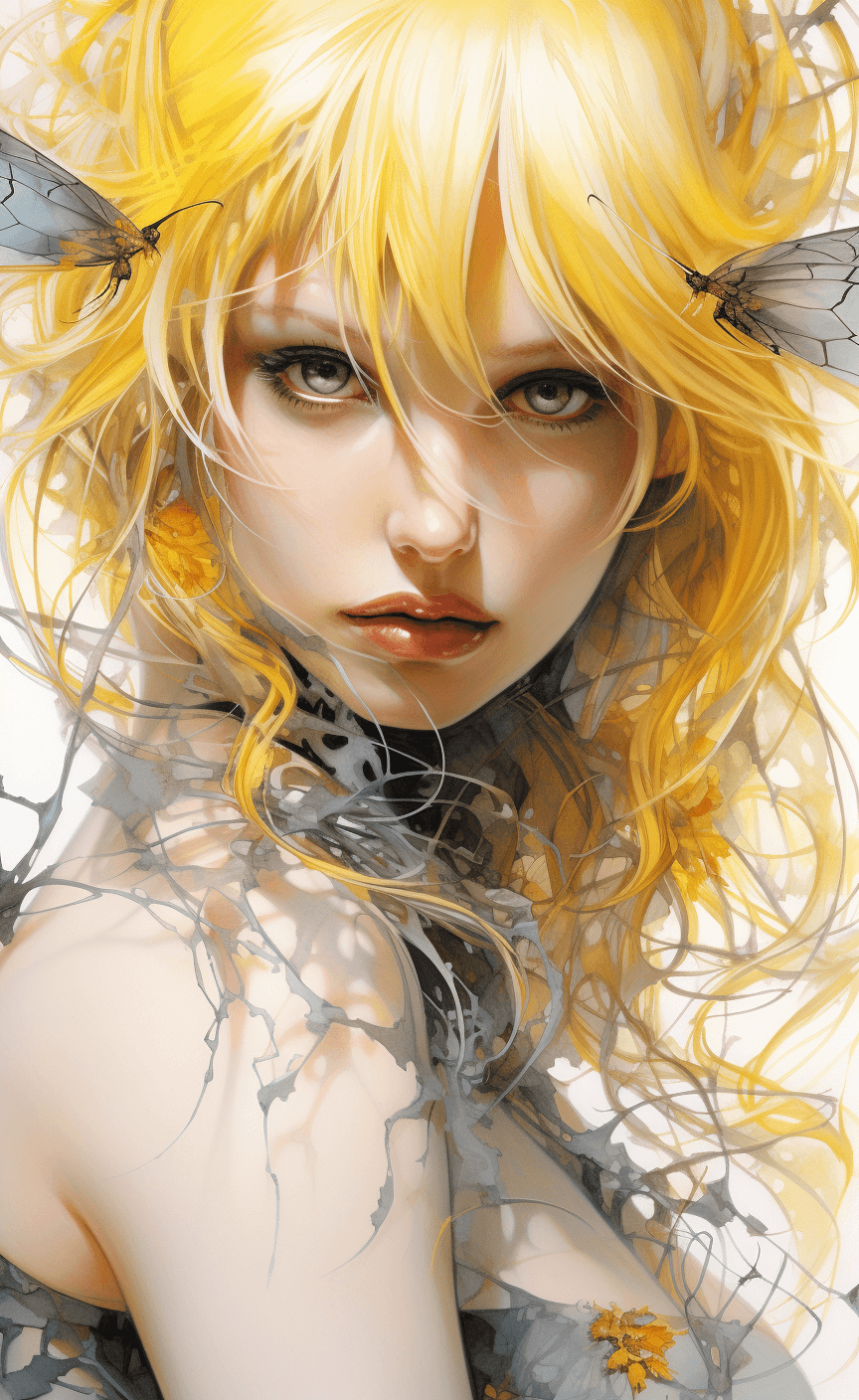 AI generated: a comic that features a female with colorful hair, in the style of duffy sheridan, artgerm, light si...