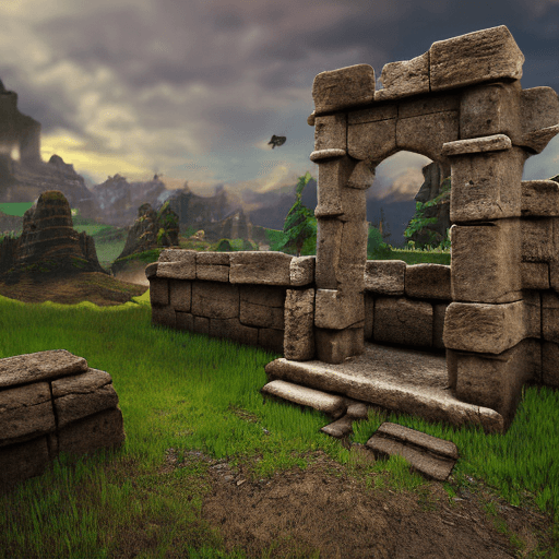 AI generated: cursed zelda ruins landscape vista photography by Carr Clifton 