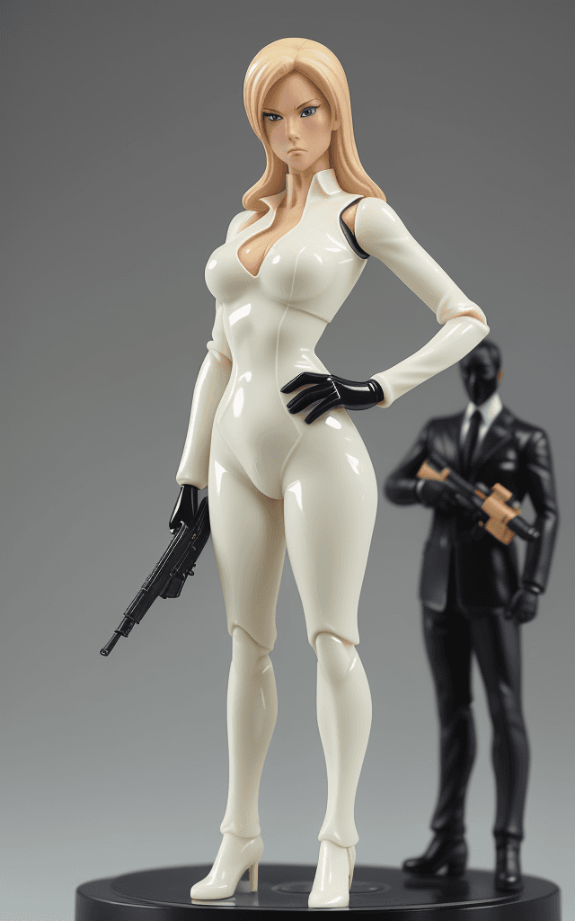AI generated: Blonde 007 Figurine:

Height: 5.5 inches
Material: PVC plastic
Description: Standing at 5.5 inches t...