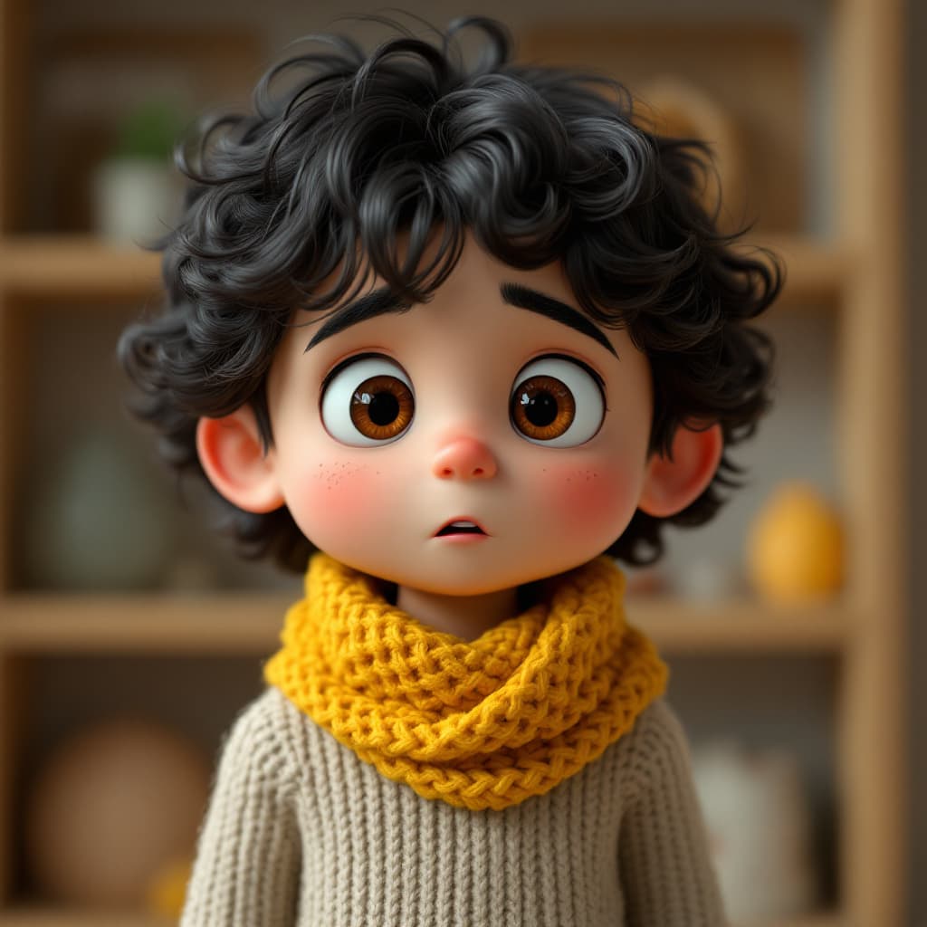 AI generated: A close-up, 3d rendering shoot from a close up camera angle about a cute, anthropomorphic young boy ...