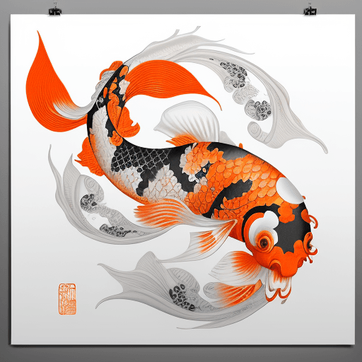 AI generated: Chinese koi, white background, poster, ink painting style, insanely intricate, insanely detailed, su...