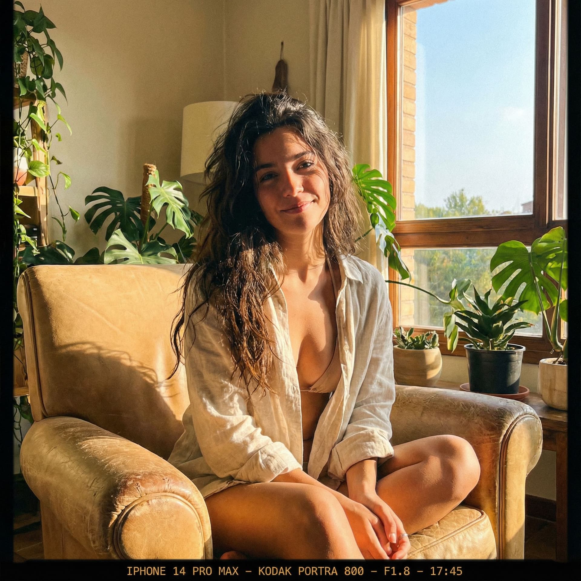 AI generated: Hyperrealistic photo, beautiful girl model in beachwear, shot on iphone 14 pro max, long dark hair, ...