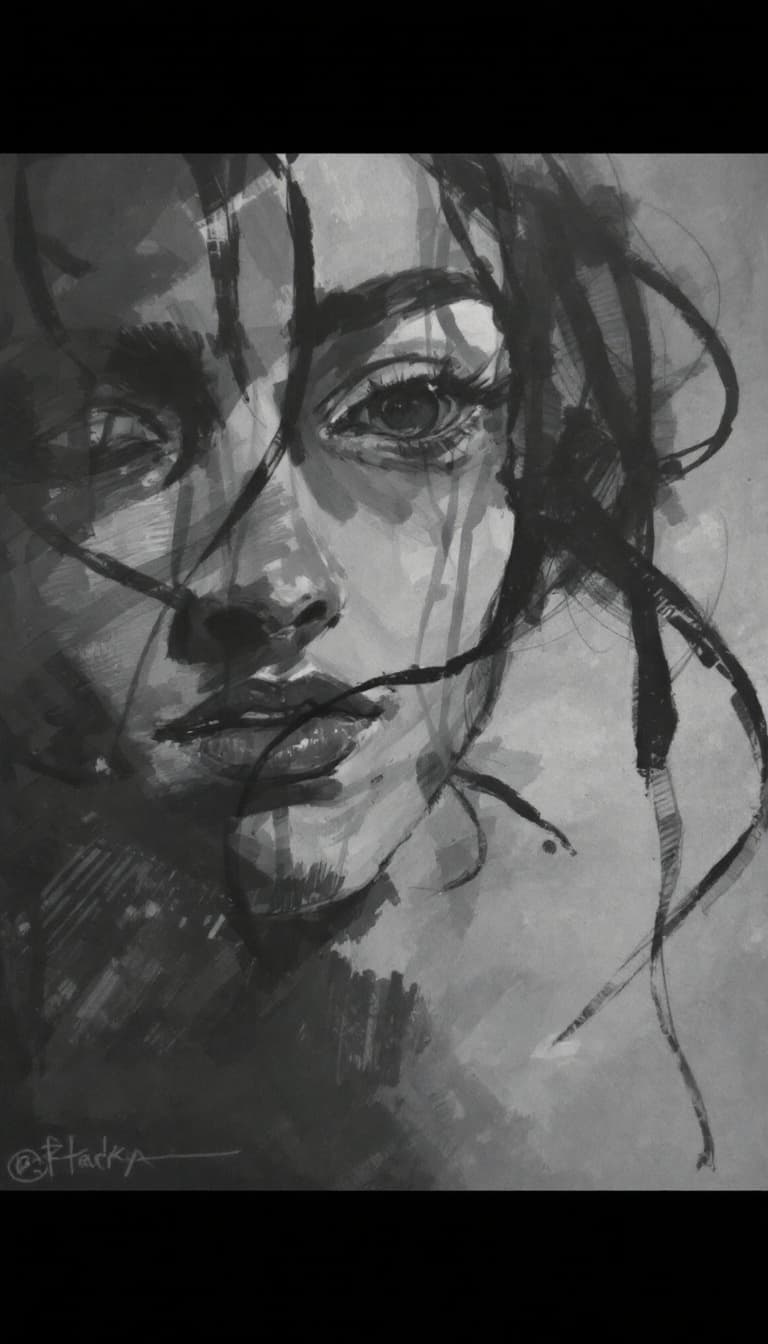 AI generated: person, charcoal sketch