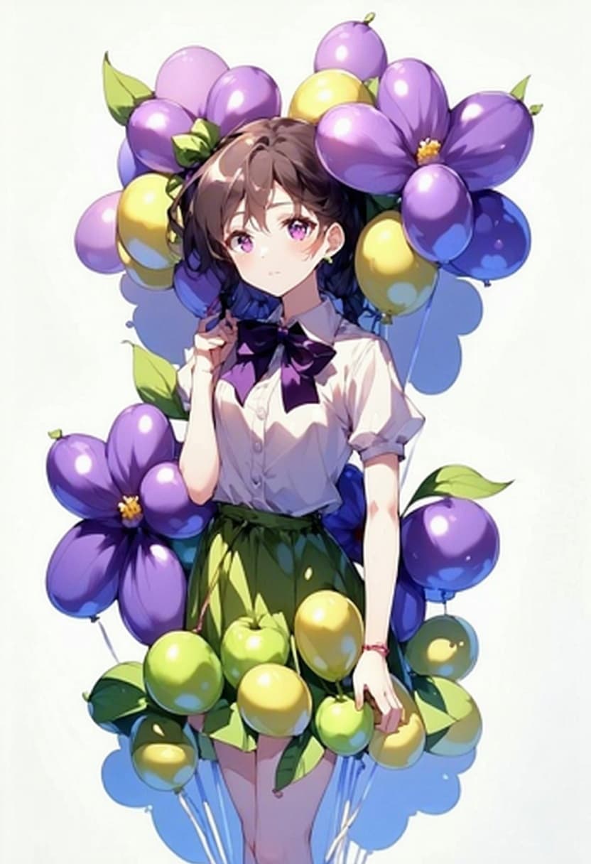 AI generated: balloon flower, 1girl, solo, anime style,