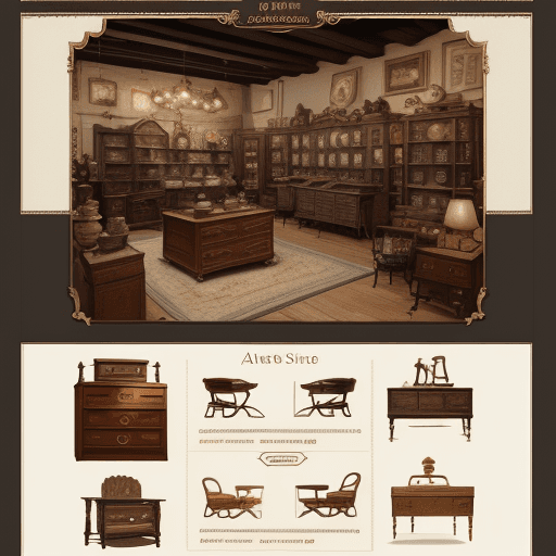 AI generated: UI design of Antiques Shop, Landing page, Vintage, Retro, Elegant, High Resolution — ar 4:3 — v 5
