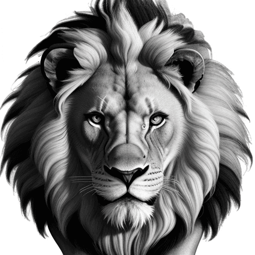 AI generated: Lion, realist, black and white, furius