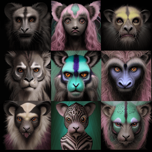 AI generated: weird strange beautiful bizarre exotic otherworldly pink green blue spotted striped fluffy scaly Chi...