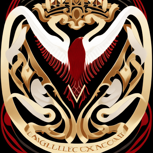 AI generated: Graphic logo of a red wine company, eagle, modern, classy, high end, red and gold --s 50