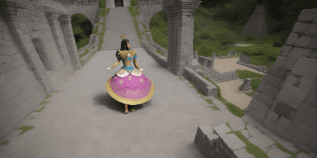 AI generated: princesa azteca hermosa acostada hacia arriba sobre rocas