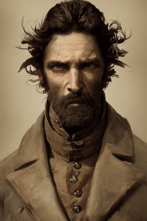 AI generated: portrait of a rugged 19th century man with mutton chops in a jacket, victorian, concept art, detaile...