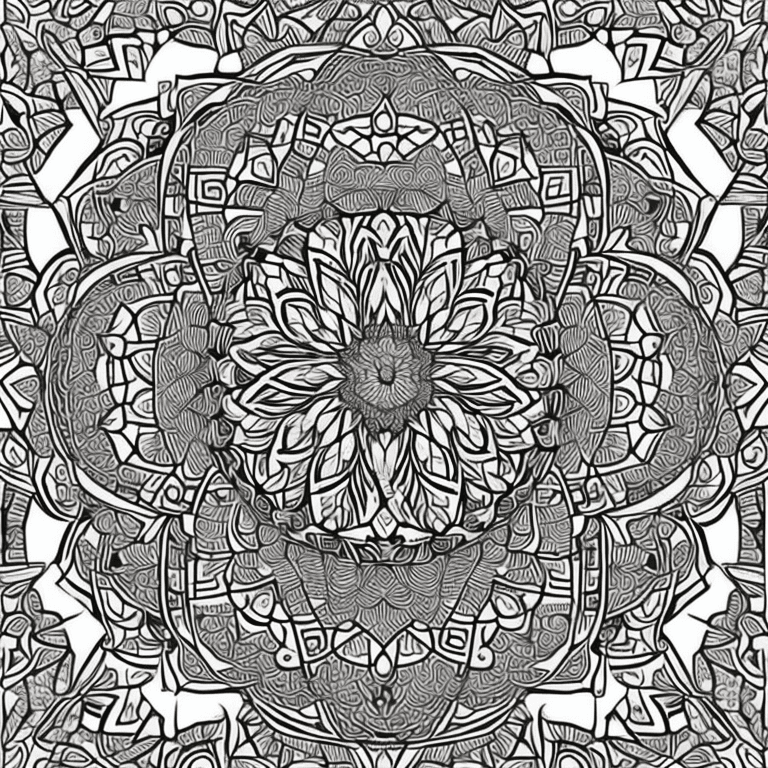AI generated: ((Heart)), 
mandala, cat full body, mandala body, mandala face, full background mandala, Coloring pa...