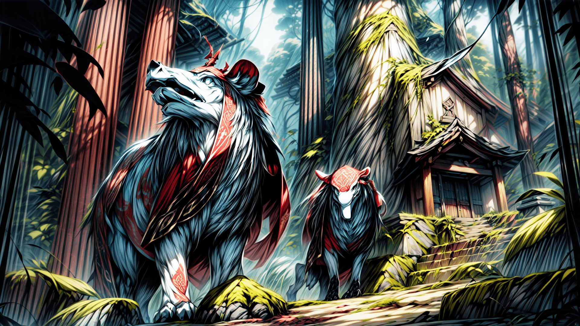 AI generated: Deep within the heart of an impenetrable jungle, shrouded in a thick canopy of ancient trees, lies a...
