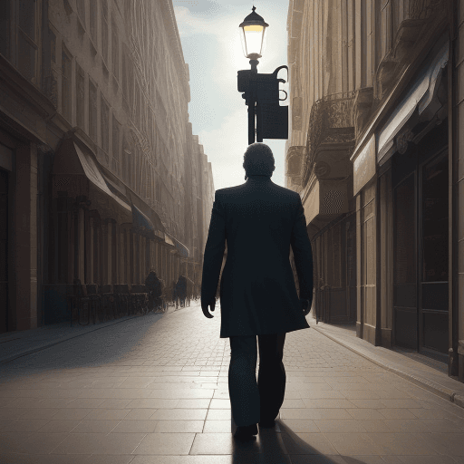 AI generated: High resolution photography Man walking in to a lamp post, photorealistic, realistic light, wide ang...