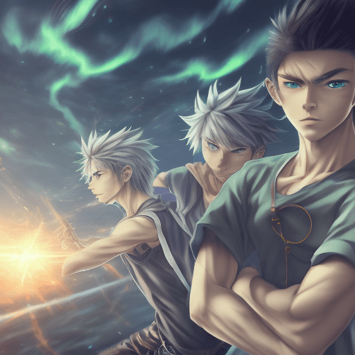 AI generated: game 2d art, image of a young man with light gray hair, 16 years old, green eyes, white tank top, st...