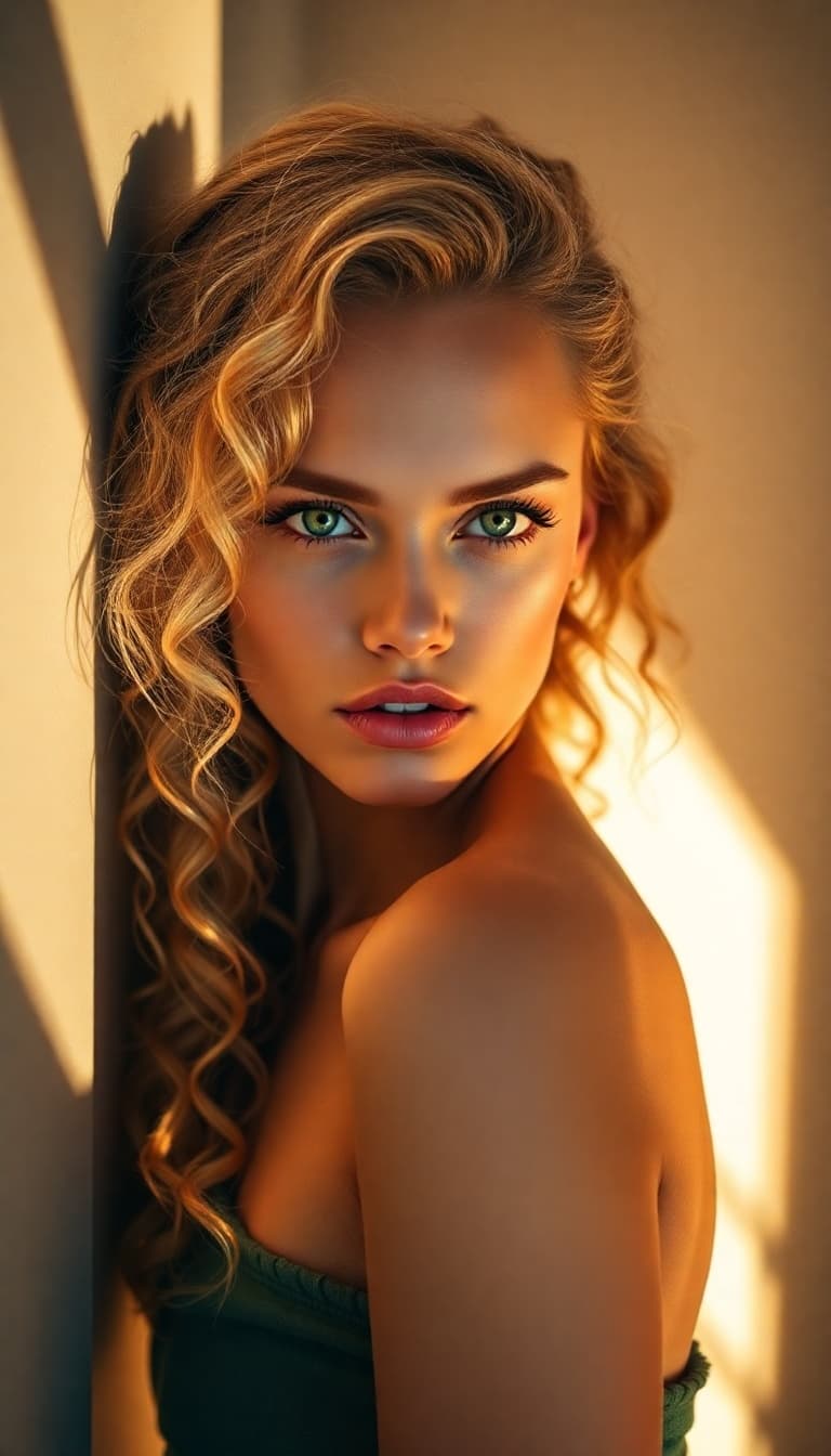 AI generated: "High-resolution portrait photograph, Sony A1 50.1MP, 120mm prime lens.  Slender supermodel, early 2...