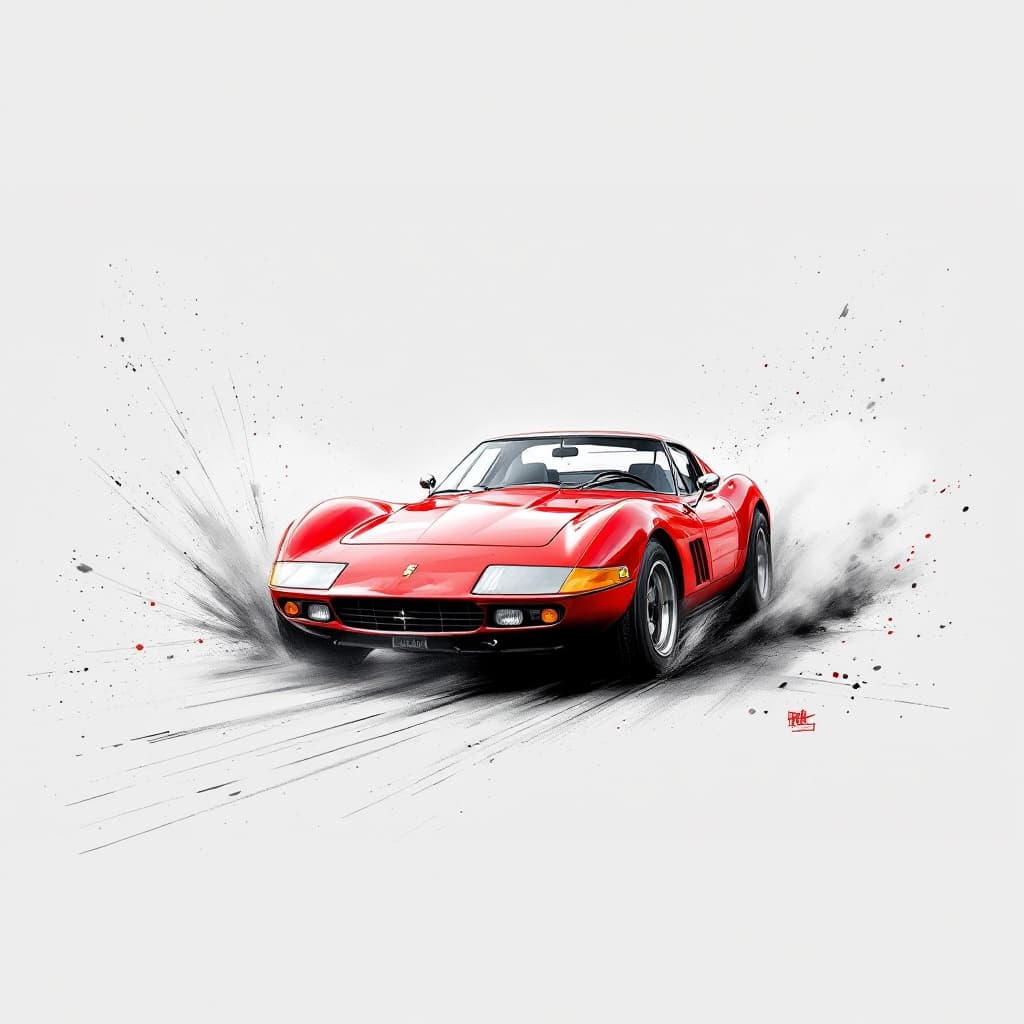 AI generated: modern ink meets charcoal drawing with influences of watercolor painting, a classic old school Ferra...
