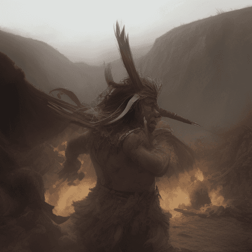 AI generated: "An epic battle sequence with Lapu-Lapu a tribe filipino chieftain leading his warriors into combat ...