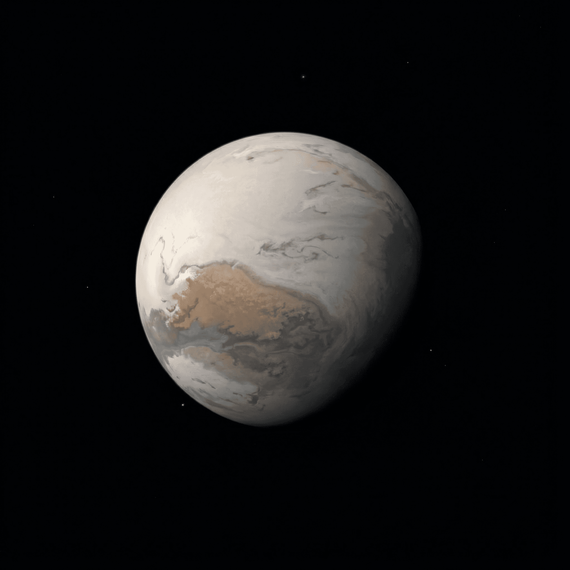 AI generated: A light grey planet that gives the feeling of stillness, Floating in the vastness of outer space