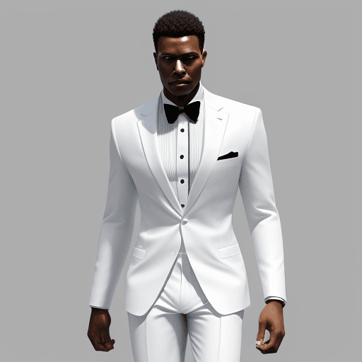 AI generated: Generate a digital artwork depicting a black American male warrior clad in pristine white custom Ame...