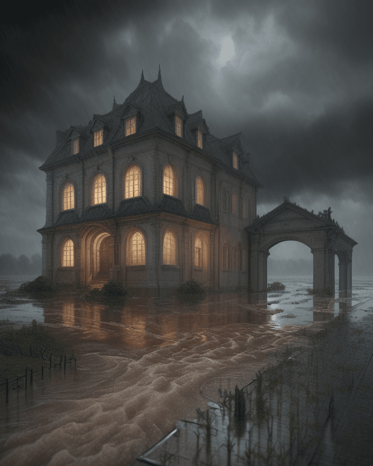 AI generated: A heavy storm and flooding of a countryside,
rain,typhon,
litter,intricate detail, and no defects, 3...