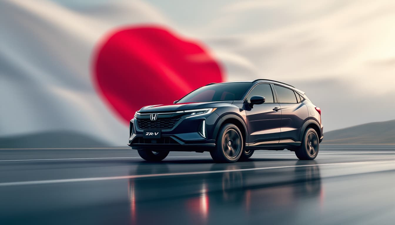 AI generated: Honda ZR-V SUV 2024 Japan flag. 8K
