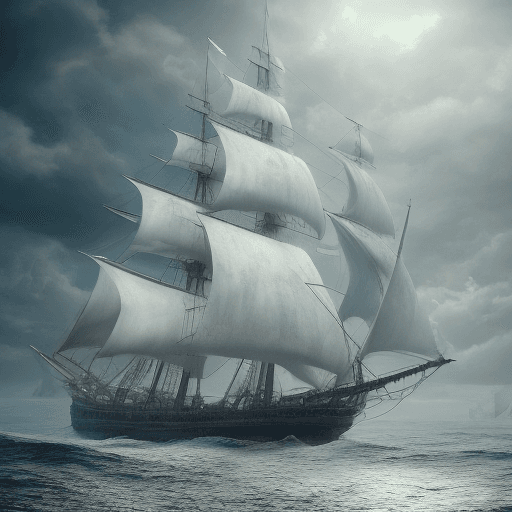 AI generated: Photo of a ultra realistic sailing ship, dramatic light, pale sunrise, cinematic lighting, battered,...