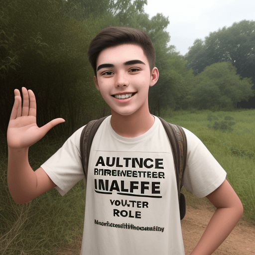 AI generated: 21 year old student who went to volunteer to preserve wildlife and looks excited