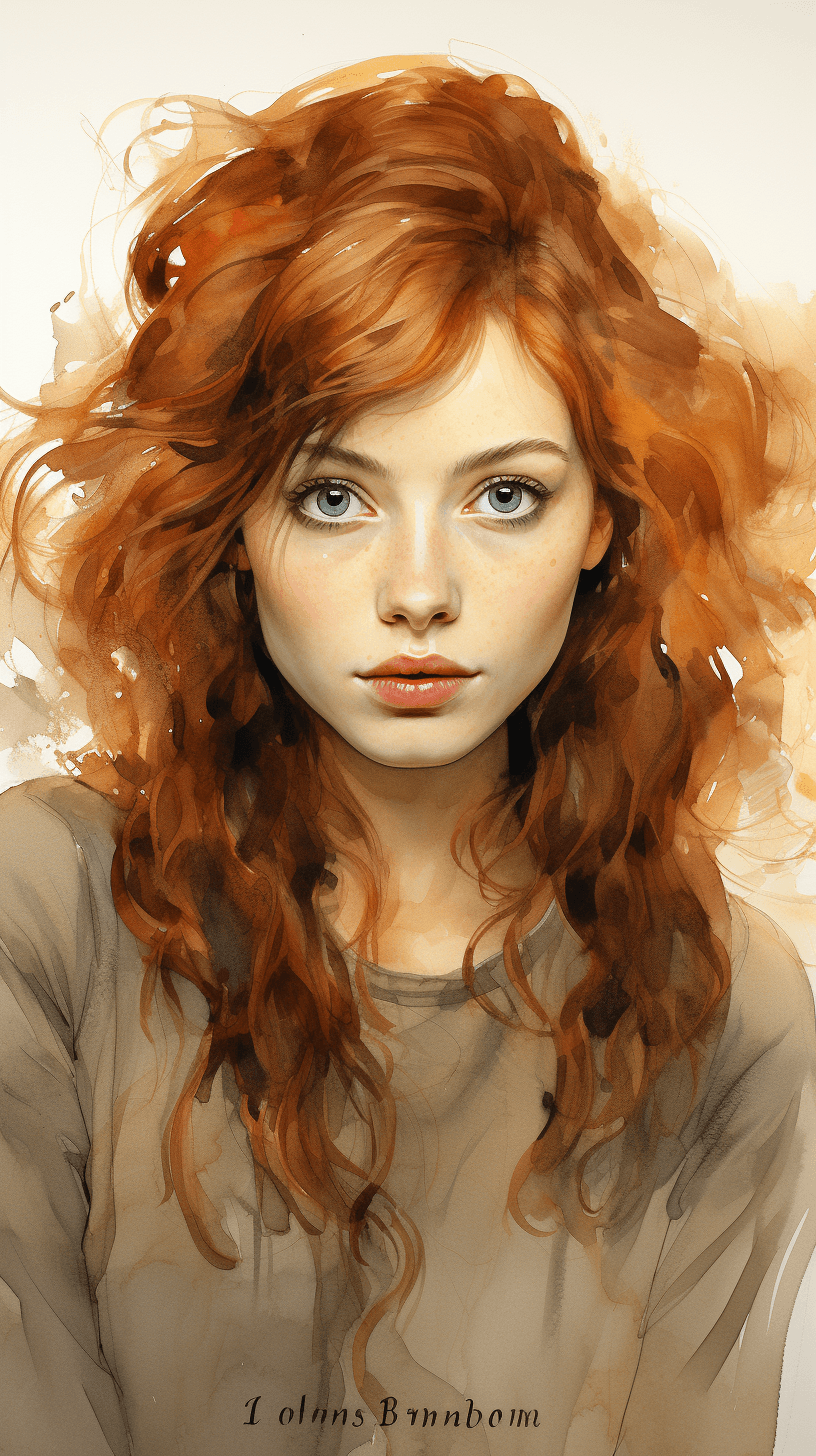 AI generated: this watercolor portrait of a girl wearing a hat, in the style of photobashing, david nordahl, peter...