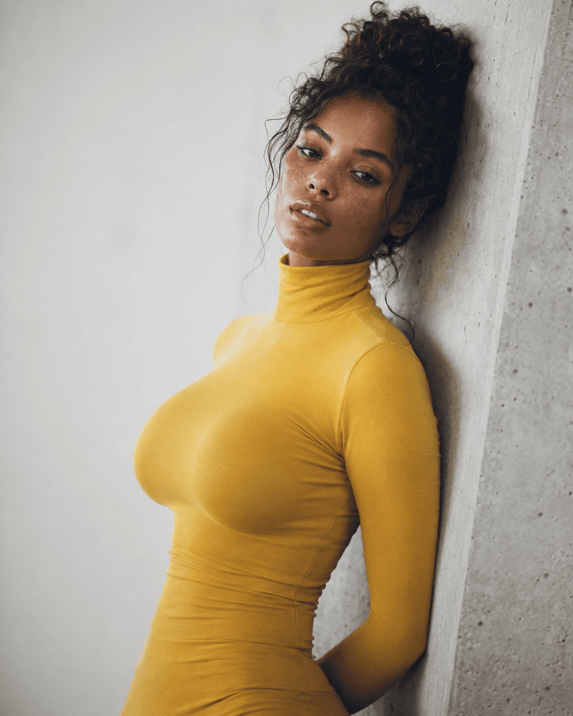 AI generated: portrait, tilt composition, editorial photography, shot on 35mm film, perspective, young woman model...