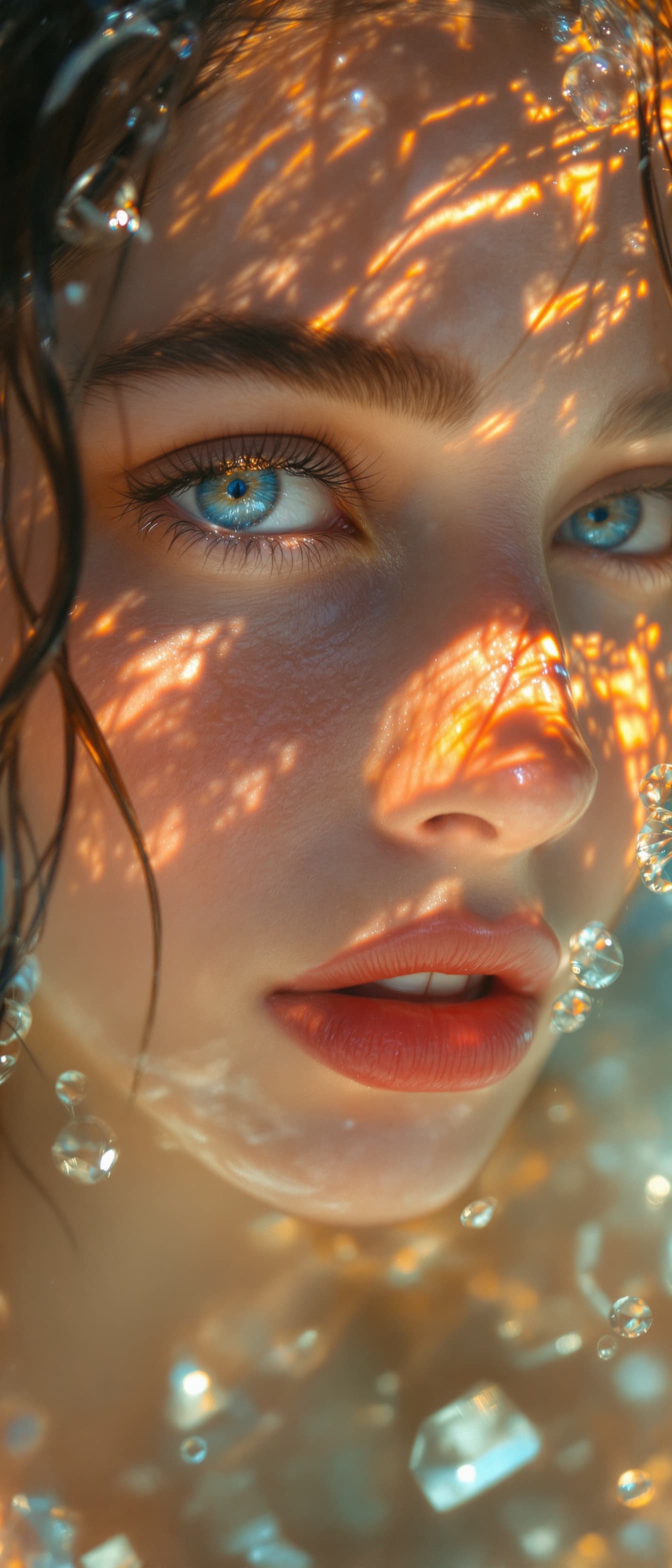 AI generated: "Image is a high resolution full-hight vertical close-up portrait photograph of a supermodels face, ...