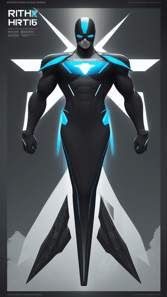 AI generated: rfktrstyle  The Skyward Soarer in battle mode, digital hero art with mono colored notes, slick bold ...