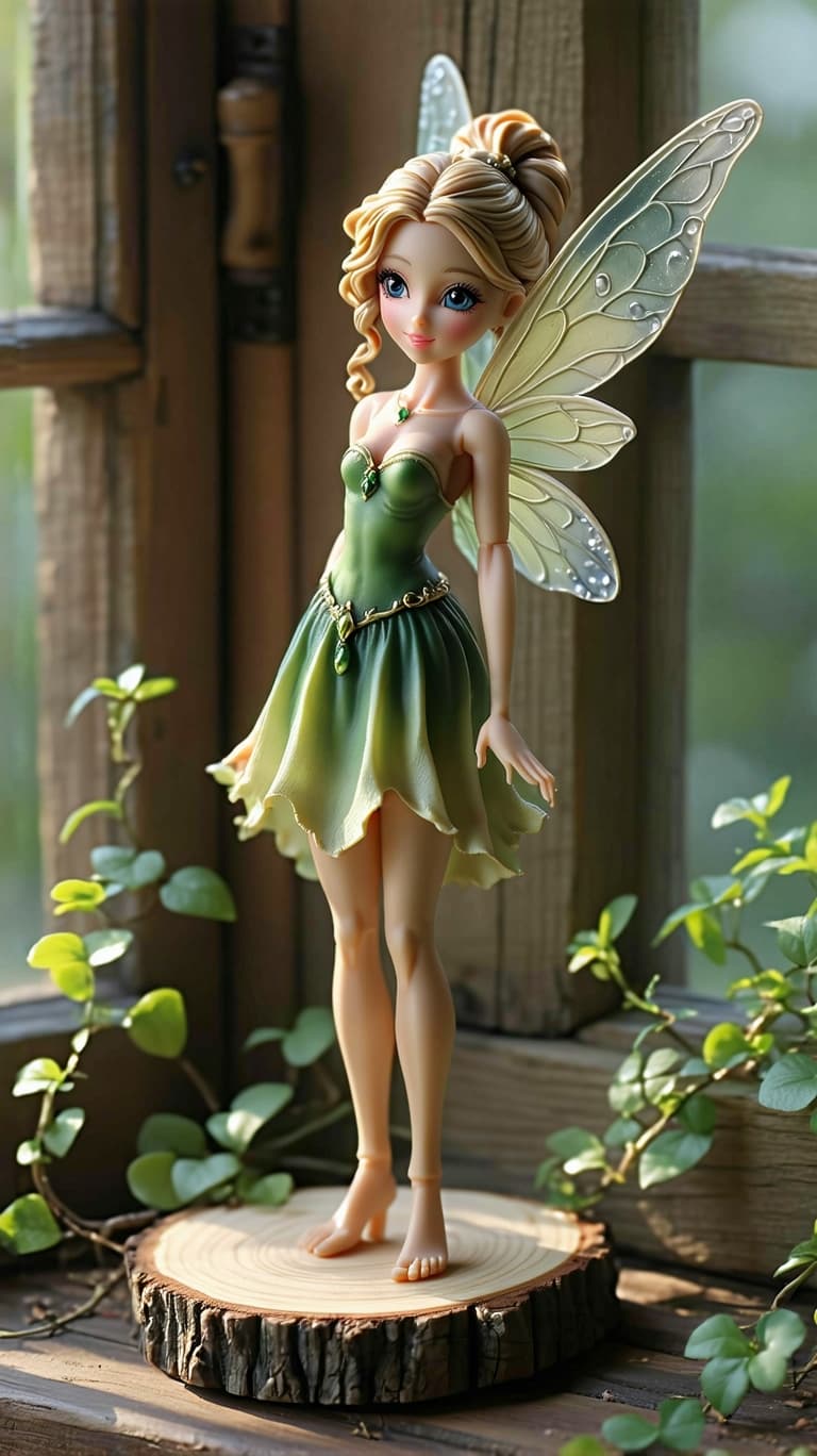 AI generated: a professional photo of a exceptionally beautiful porcelain girl figurine (16 inch figurine), (nine ...