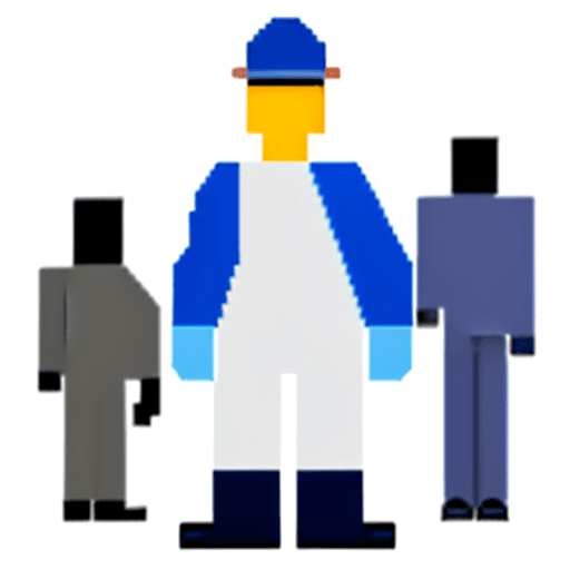 AI generated: A pixel art character, a Florida power line engineer, in full body view, standing confidently with t...