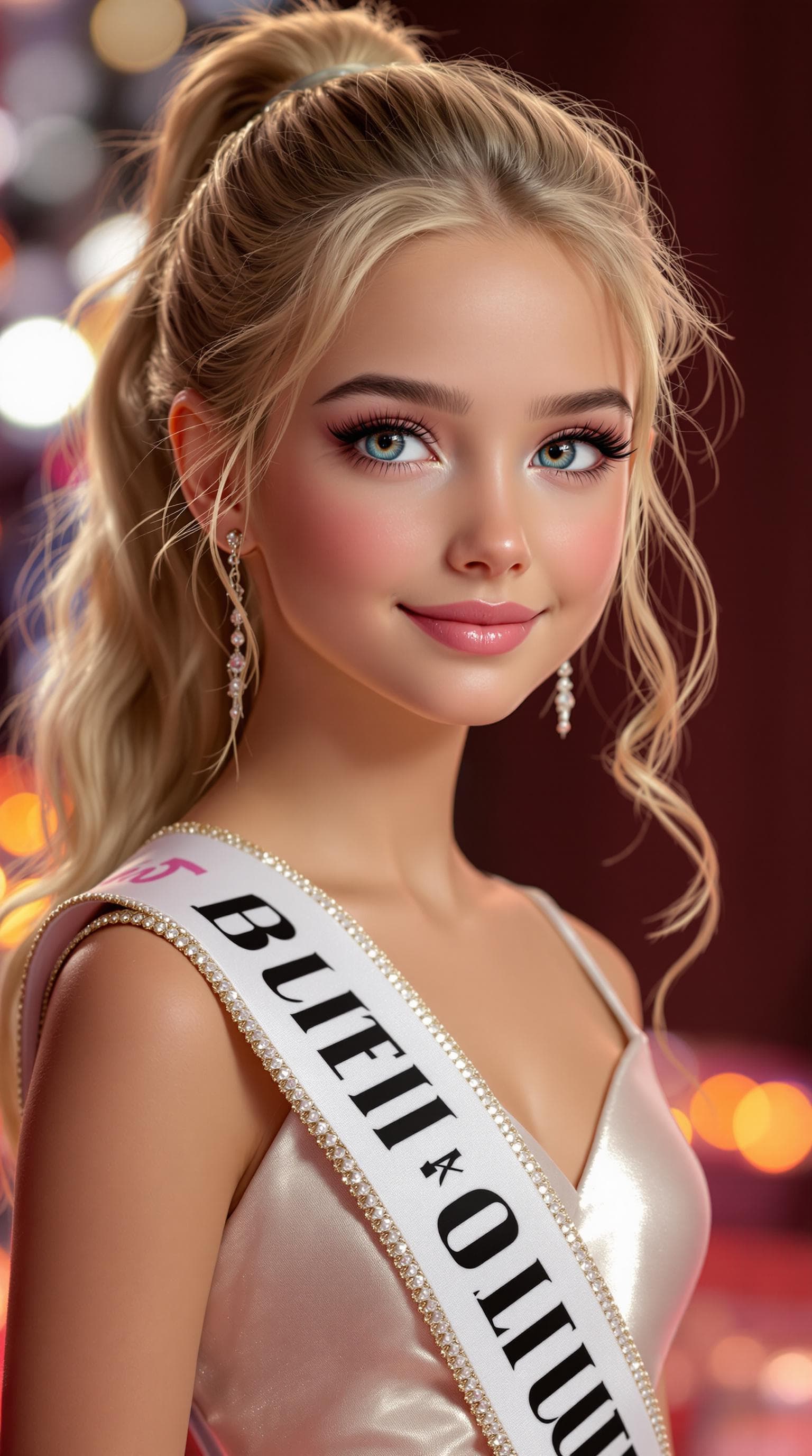 AI generated: A professional photograph of the most beautiful fourth-grade girl in the world, participating in a b...