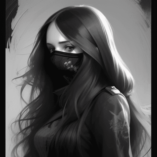 AI generated: a drawing with a girl with long hair covering her face, in the style of oliver wetter, paul hedley, ...