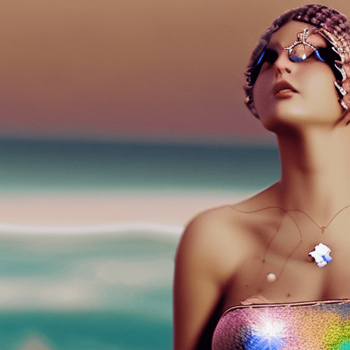 AI generated:  perfect smooth skin texture, fashion photography portrait of cute girl with iridescent pink hair, B...