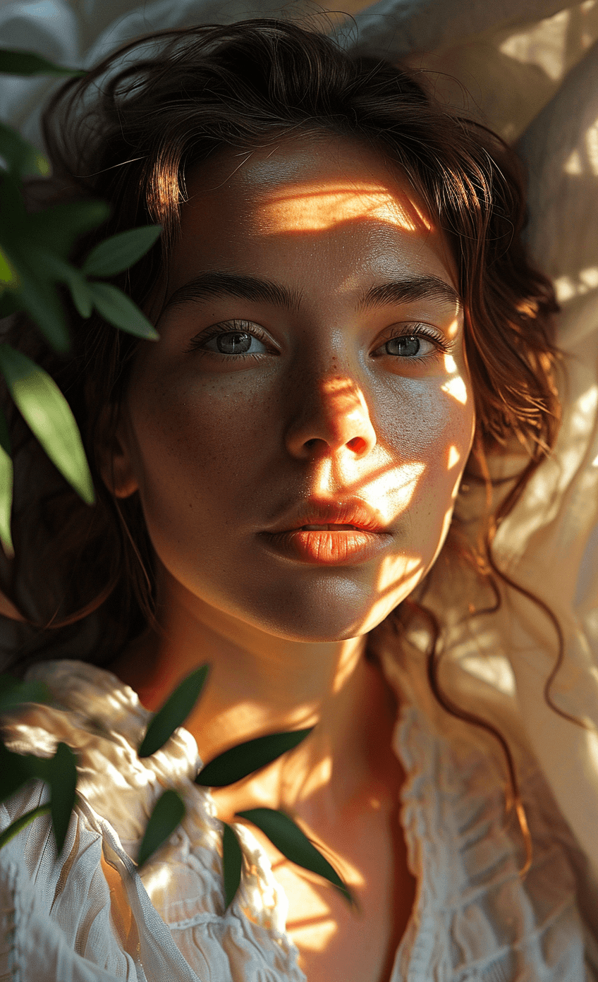AI generated: the perfect picture for your instagram, in the style of brooke didonato, dark white and light gold, ...