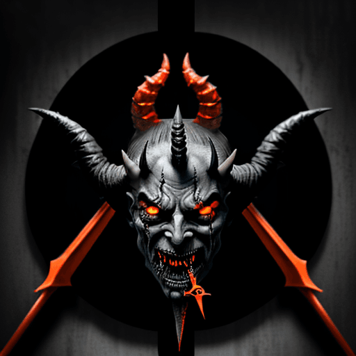 AI generated: Evil demonic black and orange devil, holding a trident, ominous and eerie, highly detailed and reali...