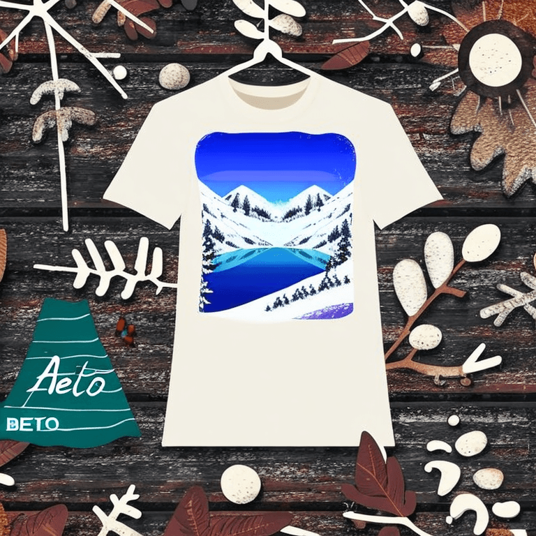 AI generated: uma árvore de abeto em uma paisagem de inverno, design de camiseta, minjourney, arte vetorial