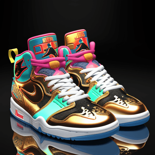 AI generated: 3d physical Nike Air Jordans inspired by Inca's ornament but Adidas logo, intricate details, backgro...