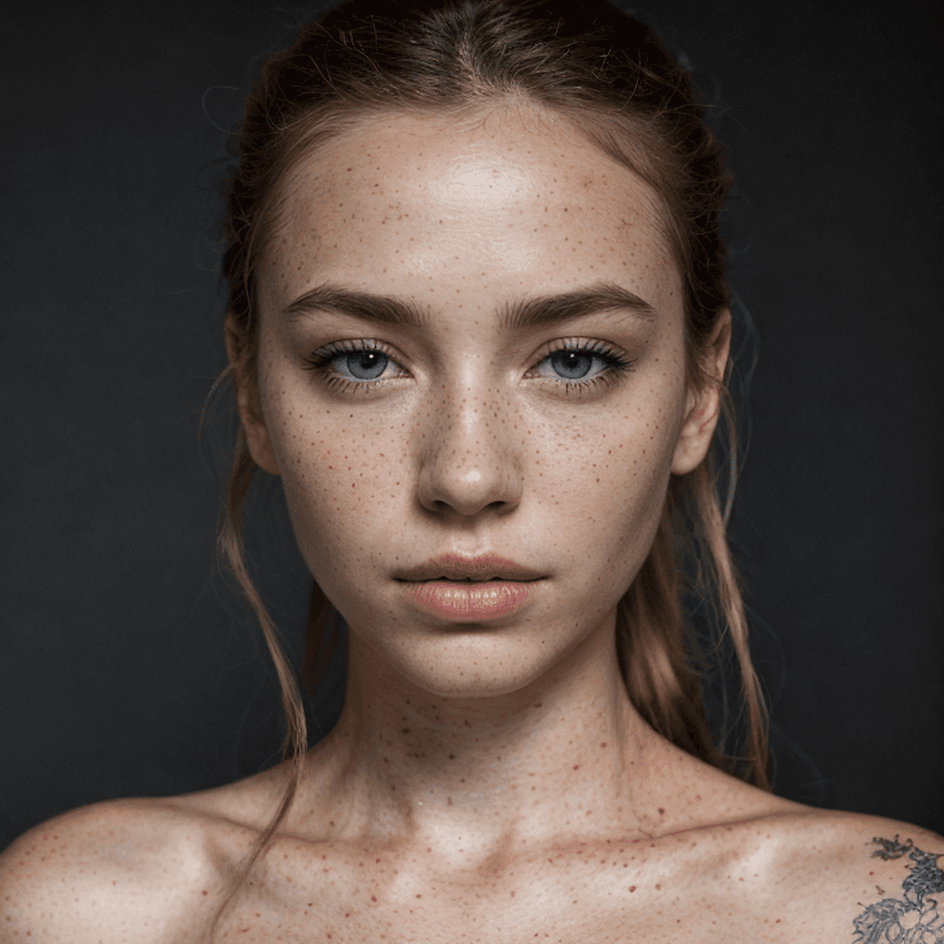 AI generated: RAW photo, (detailed face) +, portrait of a beautiful lady, (freckles) -, (dark makeup) -, hyperdeta...