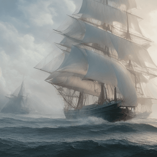 AI generated: Photo of a ultra realistic sailing ship, dramatic light, pale sunrise, cinematic lighting, battered,...