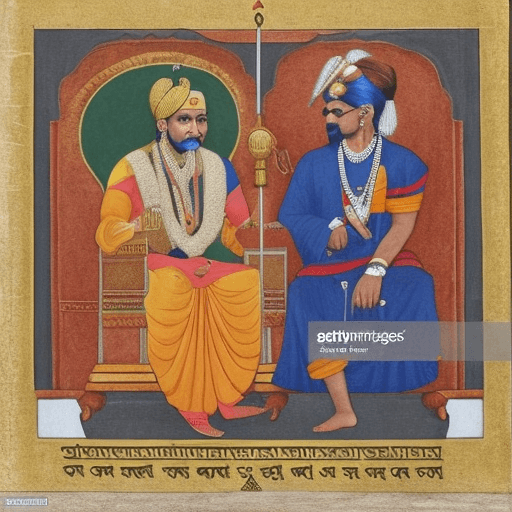 AI generated: indian king in courtroom with guru