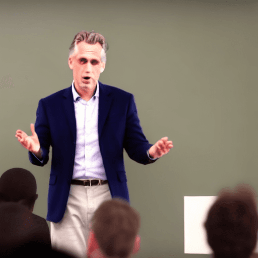 AI generated: jordan peterson giving a lecture, shot in 4k