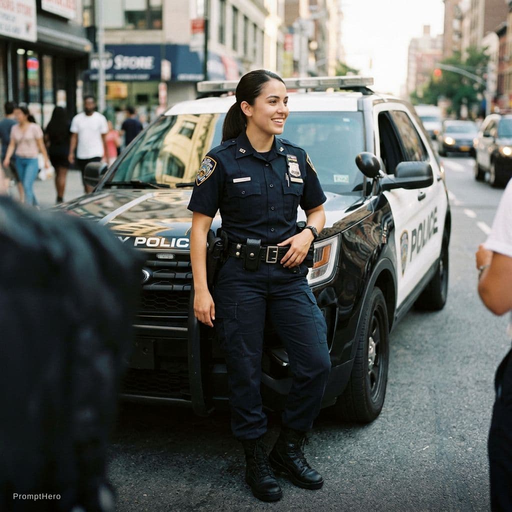 AI generated: A hot real girl in sexy police uniform 