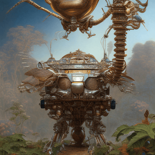 AI generated: insect robot, photo-realistic, photograph, complex humanoid engine, insanely detailed and intricate,...