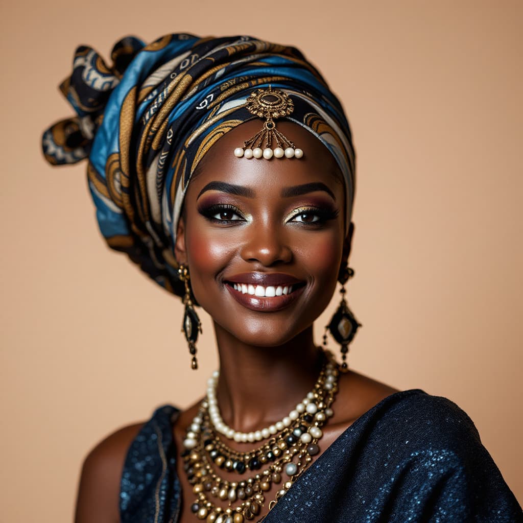 AI generated: A captivating medium shot of a Fulani woman radiating charm and elegance, merging modern sophisticat...