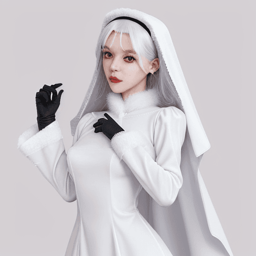AI generated: Rouge the bat, masterpiece, best quality, dk_venti, solo, gloves, white gloves, nun, long sleeves, h...